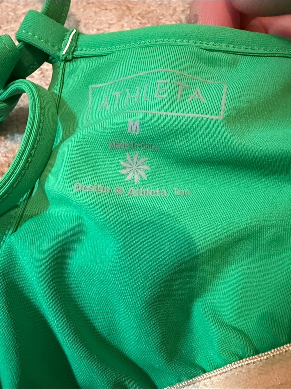 Athleta Size Med Green Spaghetti adjustable Strap built in bra athletic dress - Picture 5 of 6